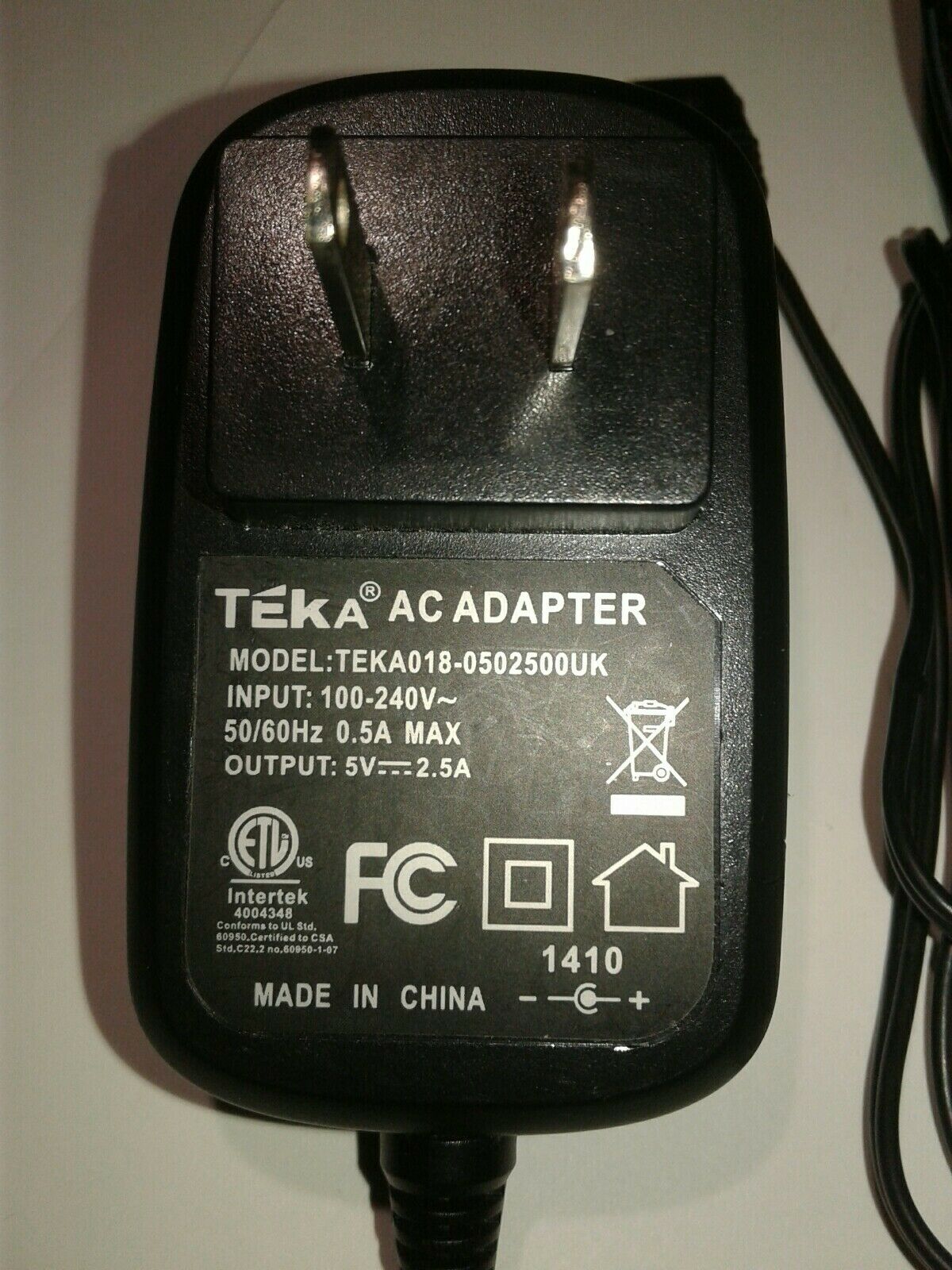 New 5V 2.5A TEKA TEKA018-0502500UK TEKA0180502500UK Adapter power supply charger